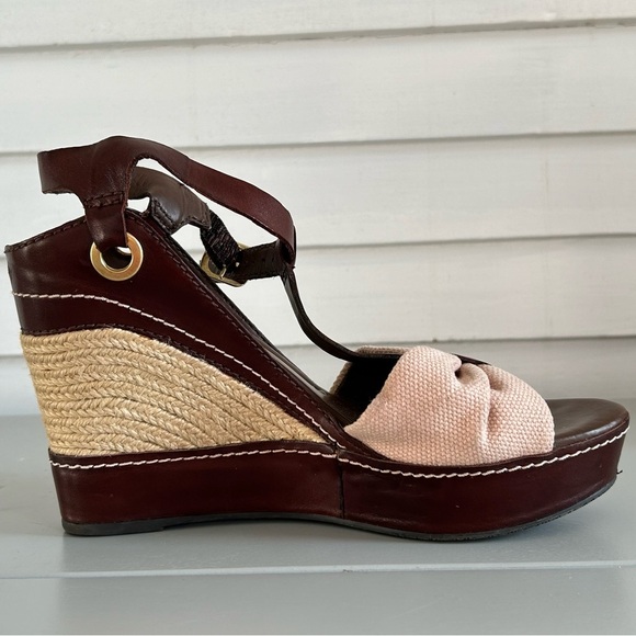 Franco Sarto Elegant Brown and Cream  Wedge Sandals Sz 10 - Picture 7 of 9